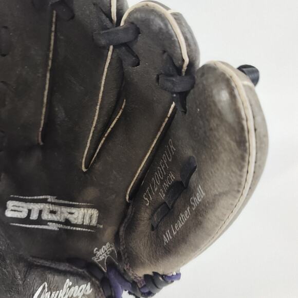Rawlings Storm Youth ST1200FPUR Black/Purple 12"‎ RHT Sure Catch Baseball Glove - Picture 3 of 5